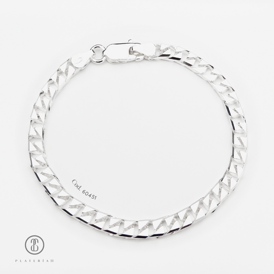 PULSERA MARTILLADA 21CM PLATA.925