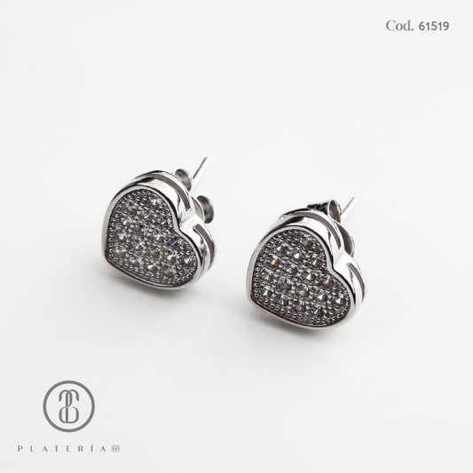 ARETE RODINADO CORAZON PLATA.925