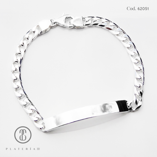 PULSERA CON PLACA 19CM PLATA.925