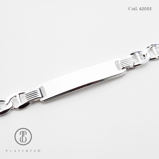 PULSERA CON PLACA 19CM PLATA.925