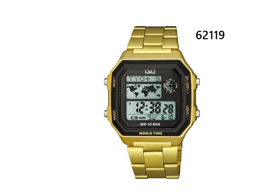 RELOJ QQ DORADO CUADRADO