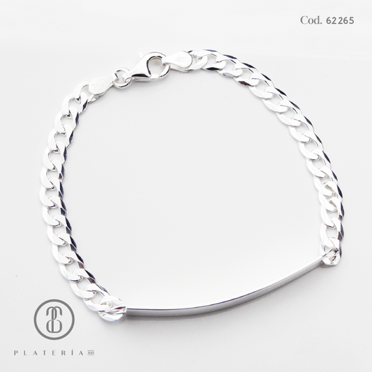 PULSERA CON PLACA 19CM PLATA.925