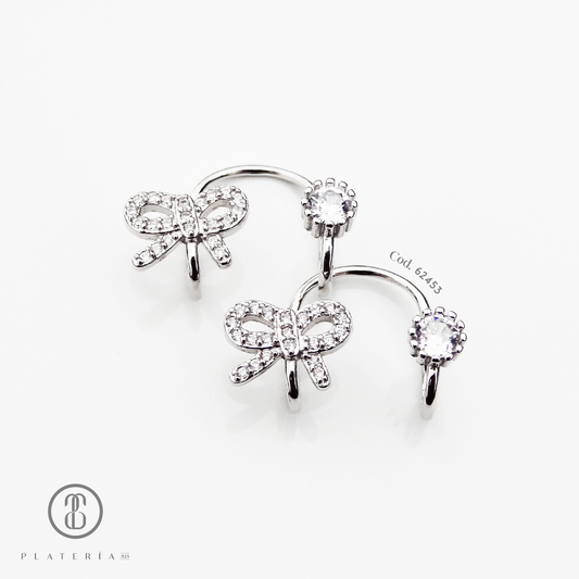 EAR CUFF RODINADO LAZO PLATA.925