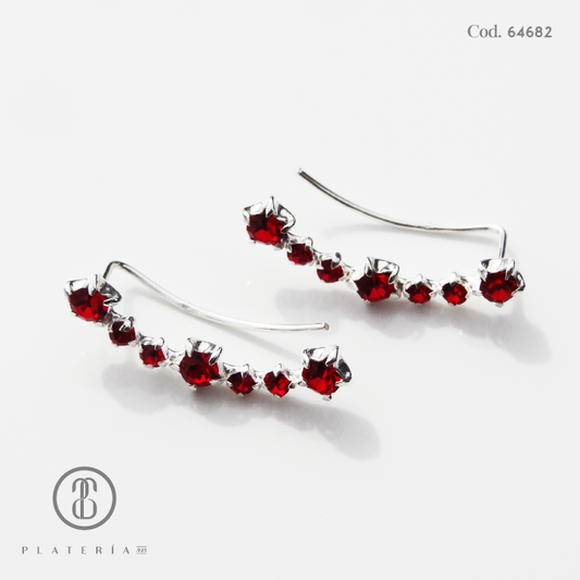 ARETE CLIP ZIRCON ROJO PLATA.925