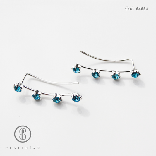 ARETE CLIP ZIRCON CELESTE PLATA.925