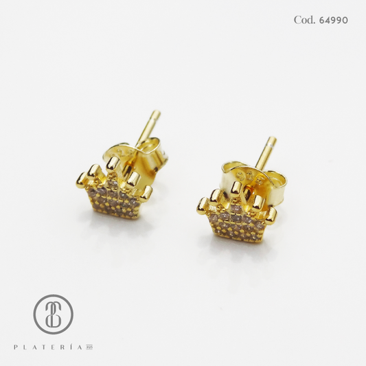 ARETE DORADO CORONITA 6.2*7.7MM PLATA.925