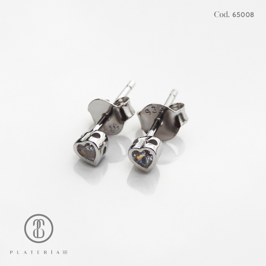 ARETE RODINADO CORAZON 3.5*3.5MM PLATA.925