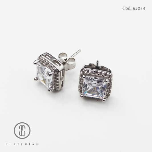 ARETE RODINADO ZIRCON CUADRADO PLATA.925