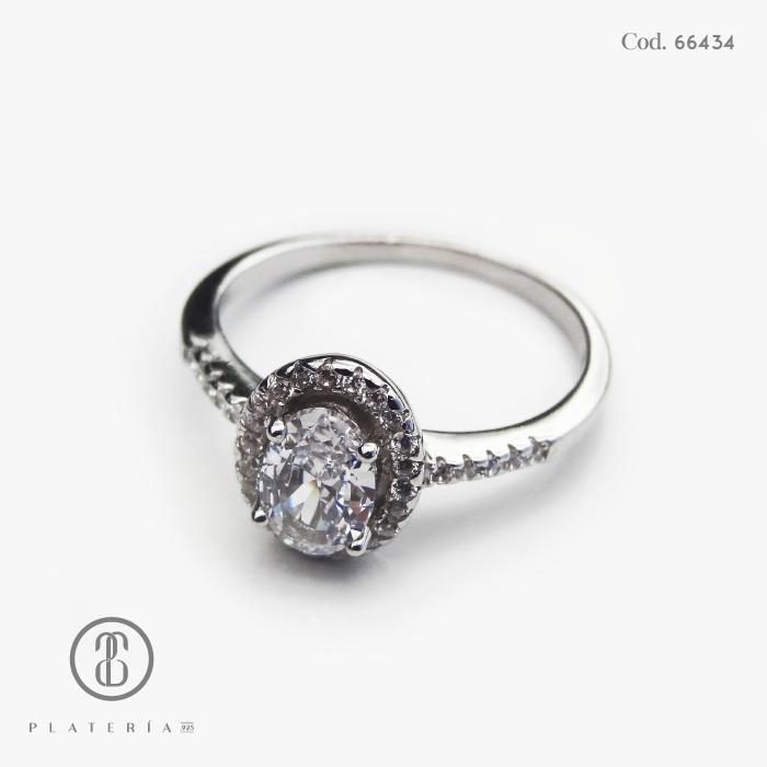 ANILLO RODINADO ZIRCON PLATA.925