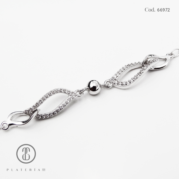 PULSERA RODINADA CON ZIRCON PLATA.925