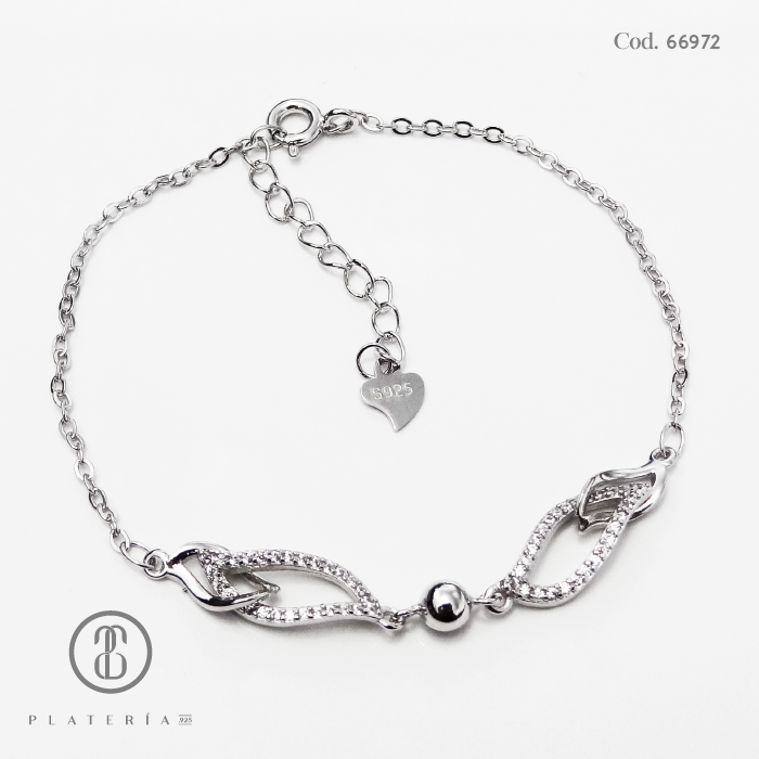 PULSERA RODINADA CON ZIRCON PLATA.925