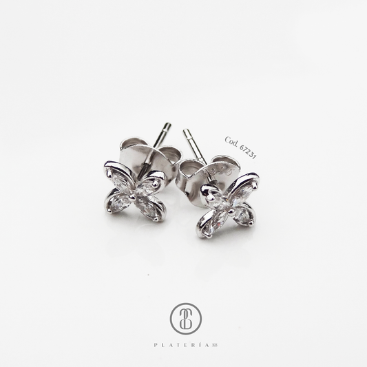 ARETE RODINADO FLOR PLATA.925