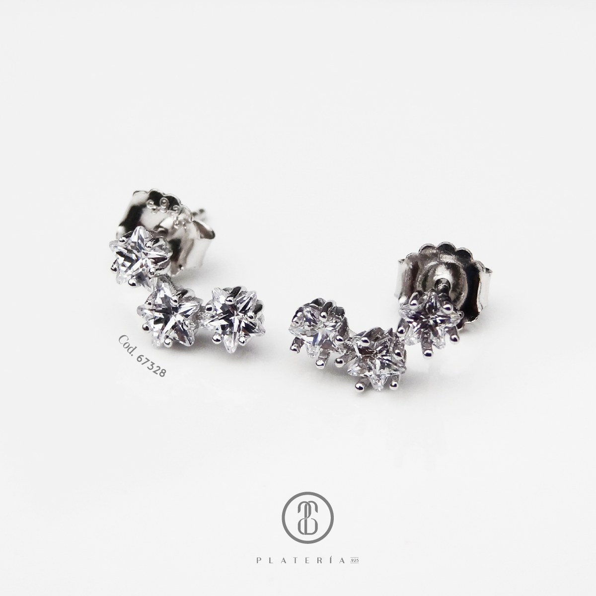 ARETE RODINADO ESTRELLAS ZIRCON PLATA.925