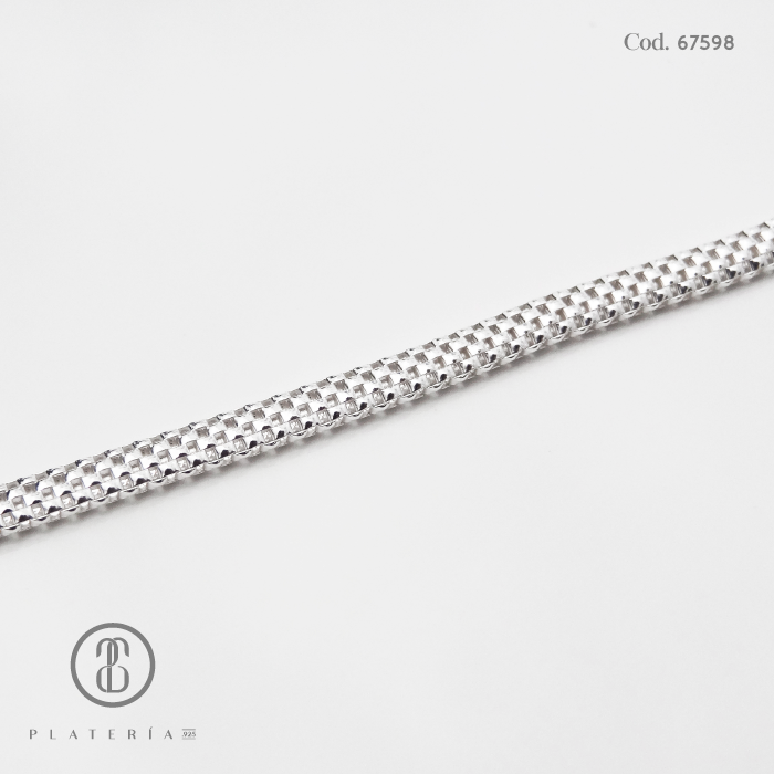 PULSERA CORDON GRUESO 20CM PLATA.925