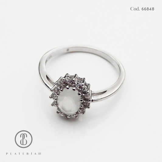 ANILLO RODINADO SINTETIC MOON STONE PLATA.925