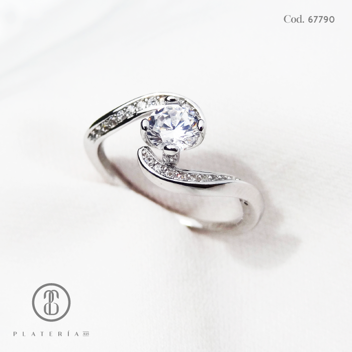 ANILLO RODINADO ZIRCON PLATA.925