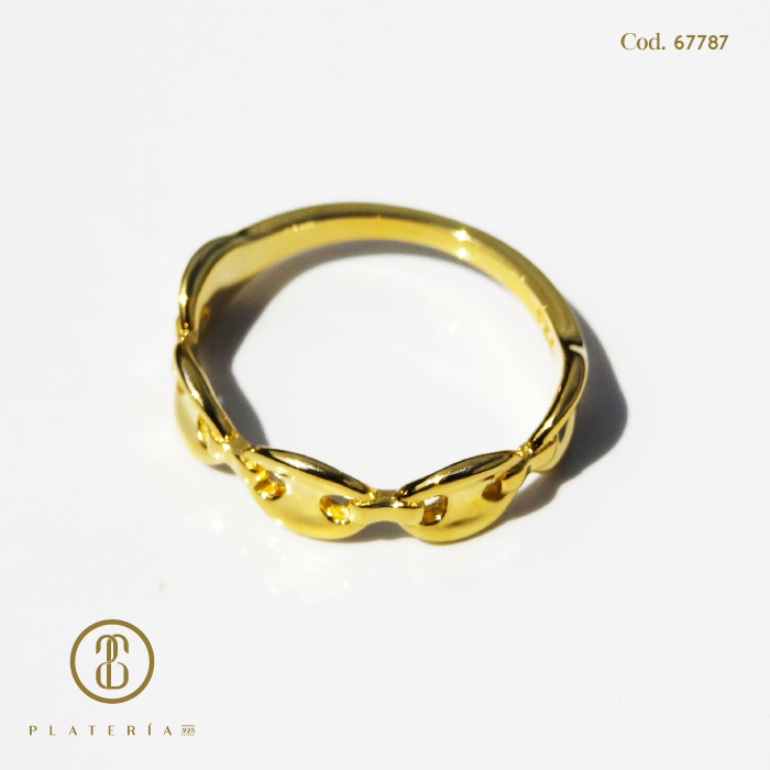 ANILLO DORADO BAÑO 14K PLATA.925