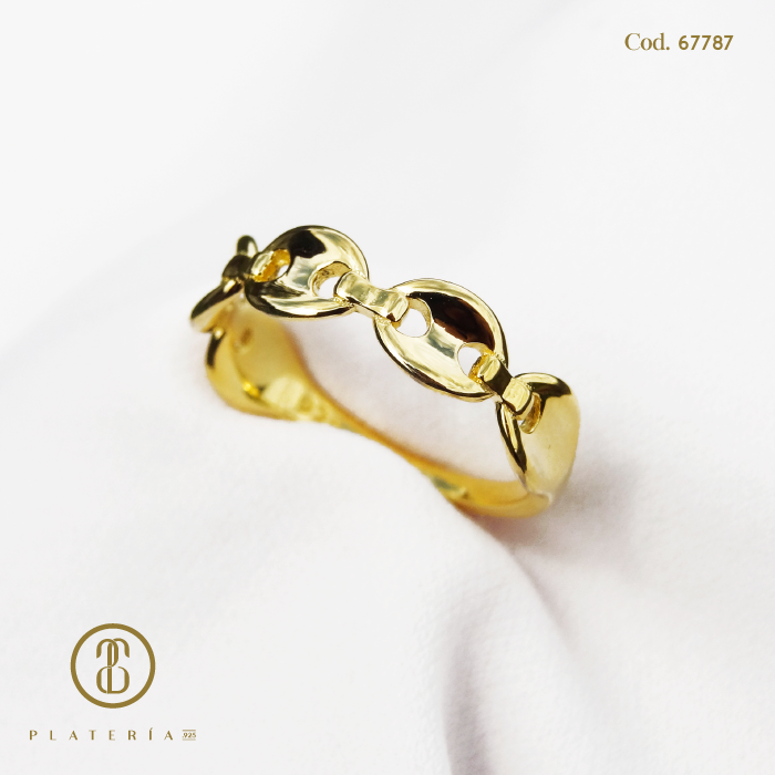 ANILLO DORADO BAÑO 14K PLATA.925