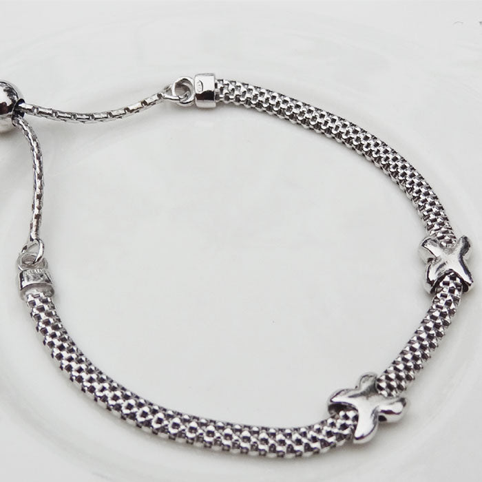 PULSERA RODINADA AJUSTABLE PLATA.925