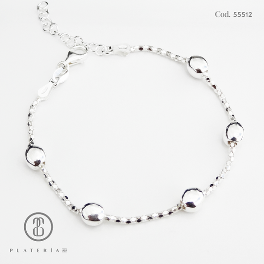 PULSERA BOLITAS PLATA.925