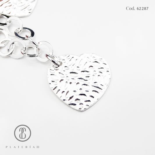 PULSERA CORAZONES PLATA.925