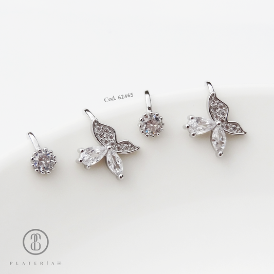 EAR CUFF RODINADO MARIPOSA PLATA.925