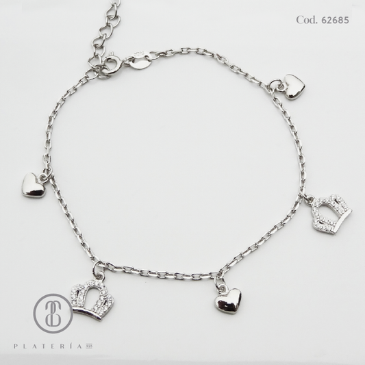 PULSERA RODINADA CORONITA PLATA.925