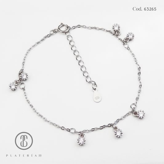 PULSERA RODINADA ZIRCONES PLATA.925